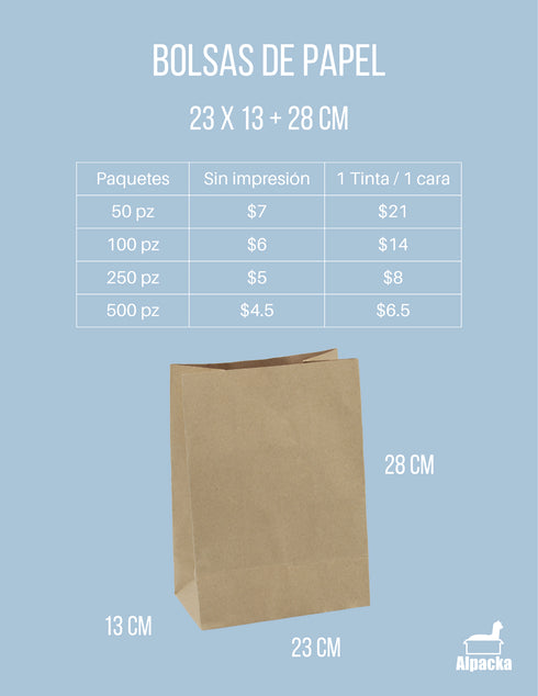 Bolsa kraft - 23 x 13 + 28 cm - Personalizable